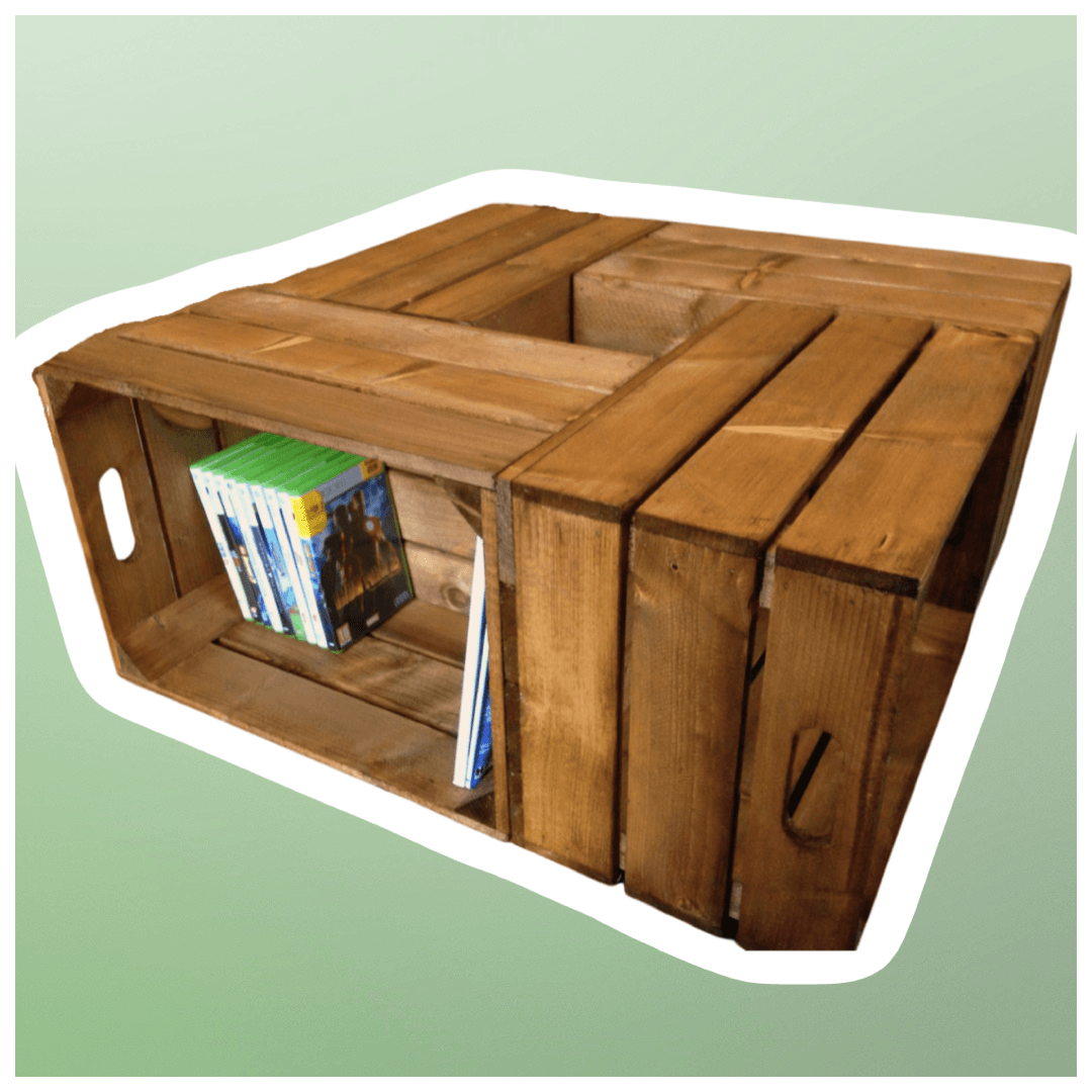 Wooden Crate Coffee Table in Medium Brown - Great Crates