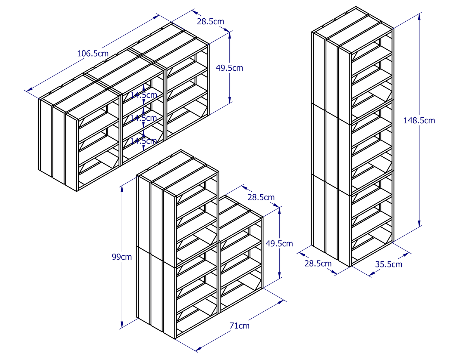 Three Crate Shoe Rack Bench Unit in Dark Brown - Great Crates