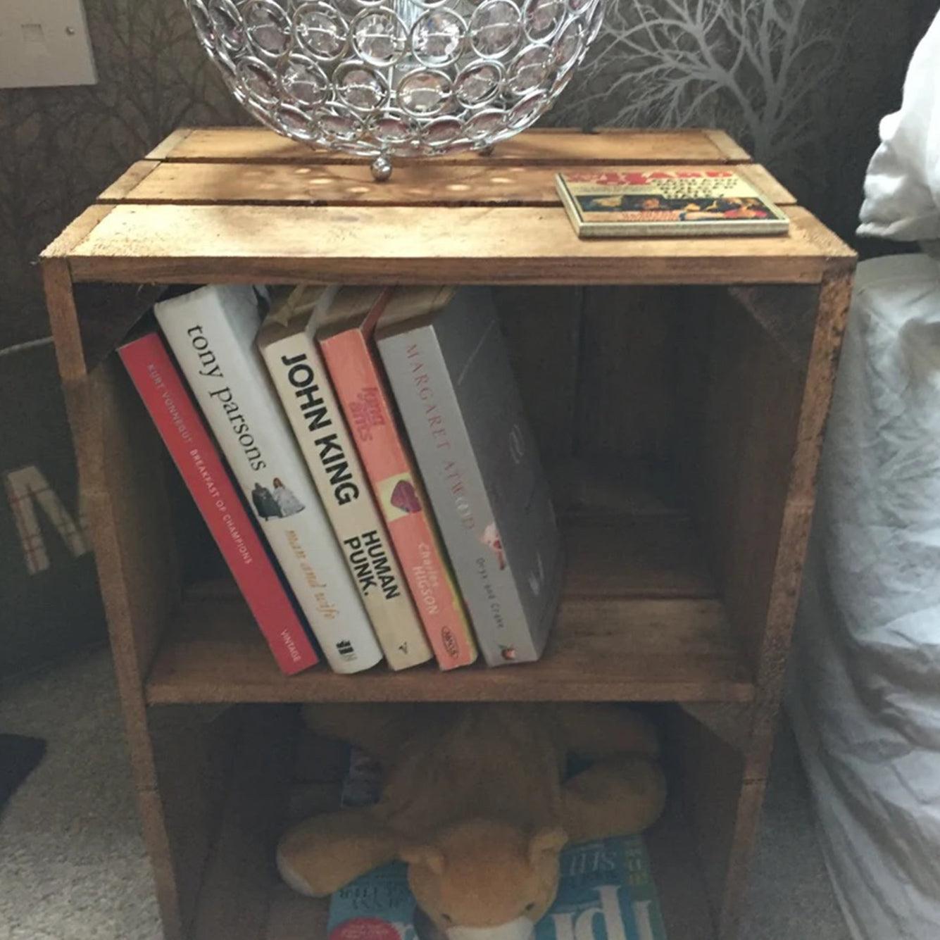 Bedside Table Crate in Medium Brown - Great Crates