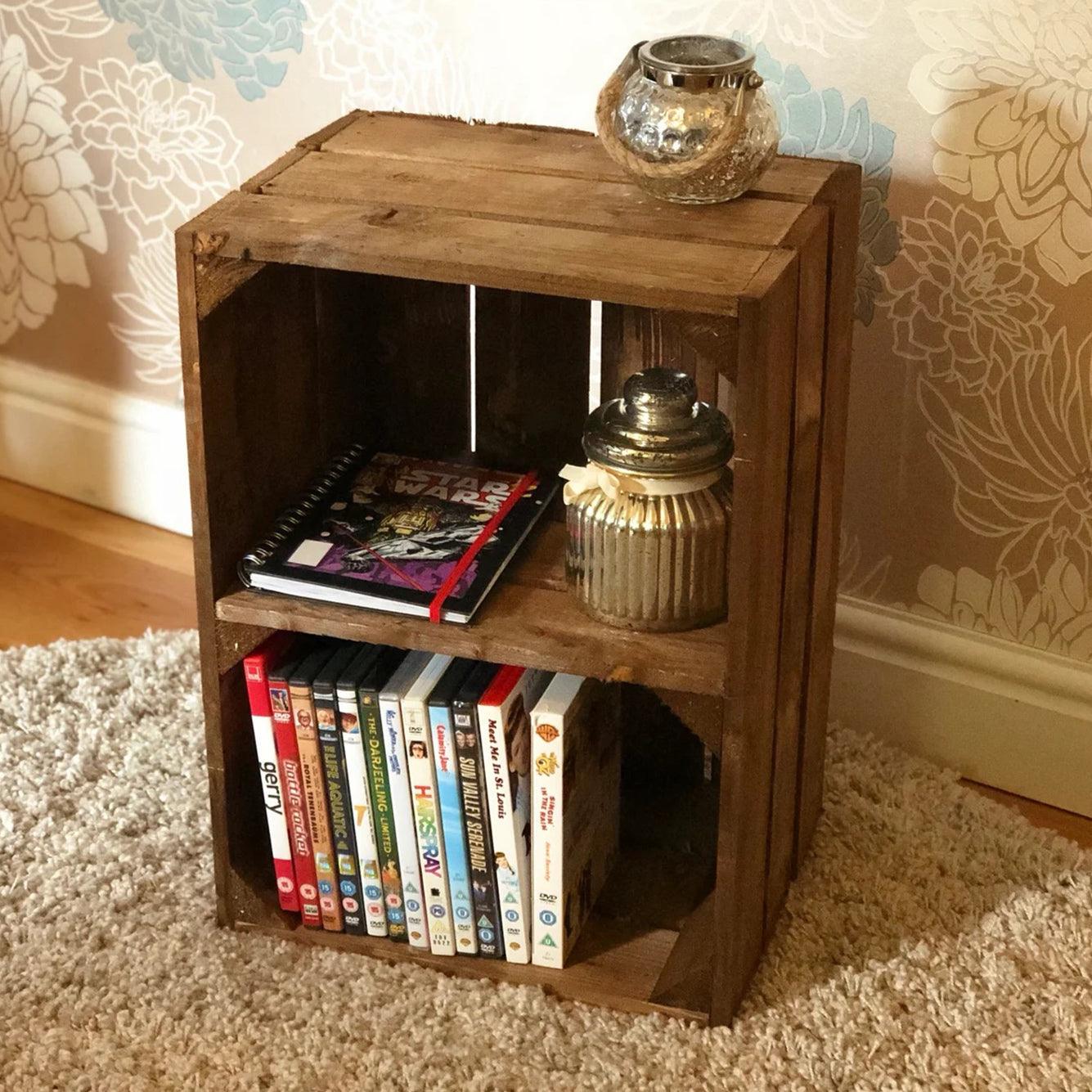 Bedside Table Crate in Medium Brown - Great Crates