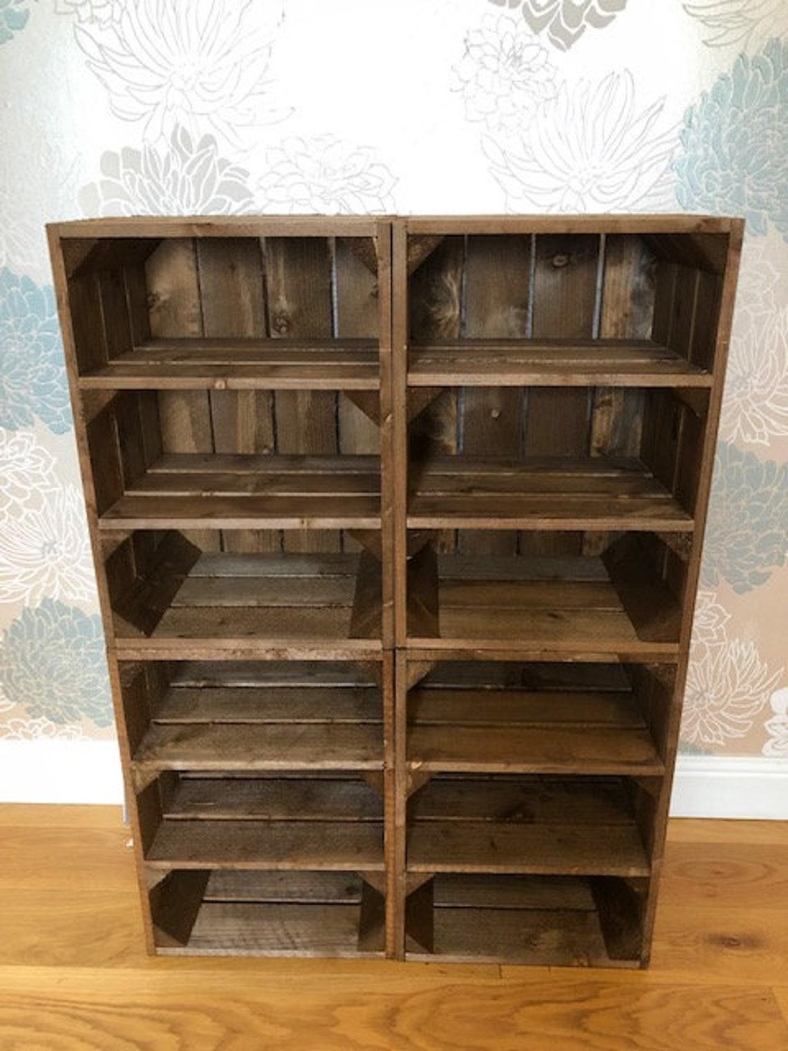 Four Crate Shoe Rack Bench Unit in Medium Brown - Great Crates
