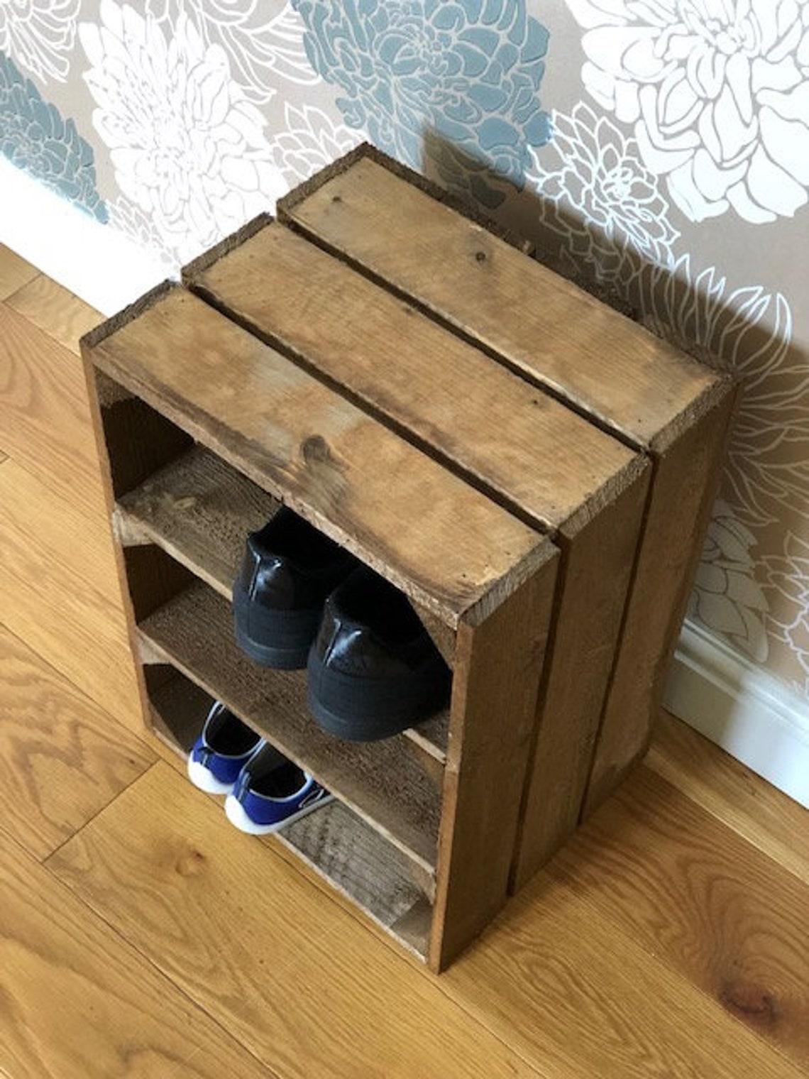 Single Shoe Rack Crate in Medium Brown - Great Crates